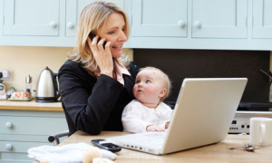 woman working with a baby